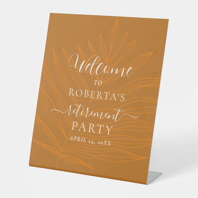 Terracotta Retirement Party Welcome Pedestal Sign (Front)