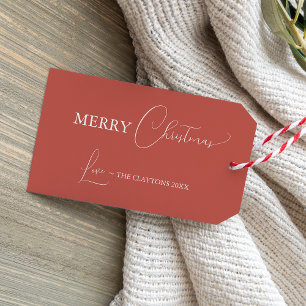 Terracotta Retro Boho Minimalist Christmas Gift Tags