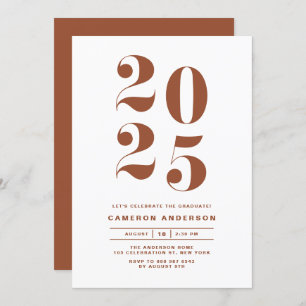 Terracotta Retro Bold Typography 2025 Graduation Invitation