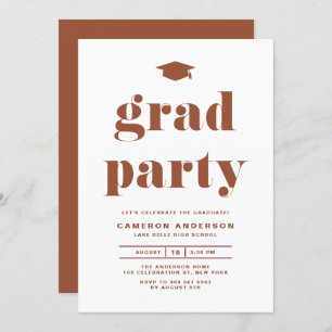 Terracotta Retro Bold Typography Graduation Party Invitation