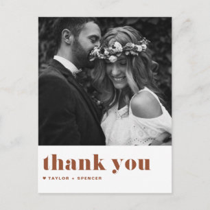 Terracotta Retro Bold Typography Wedding Thank You Postcard