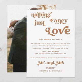 Terracotta Retro Elopement Photo Wedding Invitation