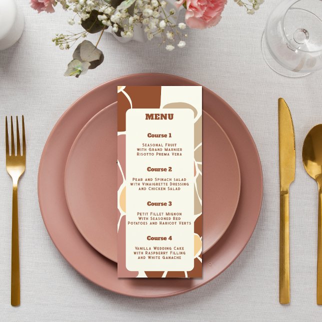 Terracotta Retro Groovy Boho Chic Floral Wedding Menu (Terracotta Retro Groovy Boho Chic Floral Wedding Menu)
