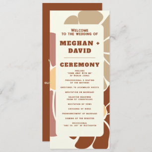 Terracotta Retro Groovy Boho Chic Floral Wedding Programme