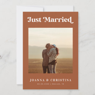 Terracotta Retro Just Married Eloped Announcement