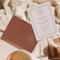 Terracotta Retro Mid Century 70s Monogram Wedding