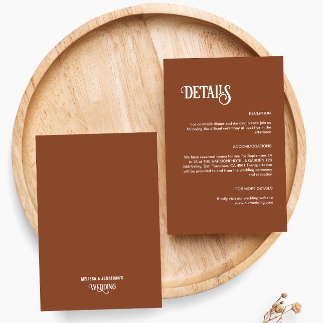 Terracotta Retro Thin Script Wedding Details Enclosure Card (Creator Uploaded)