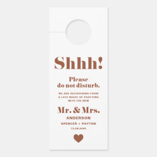 Terracotta Retro Typography Do Not Disturb Wedding Door Hanger