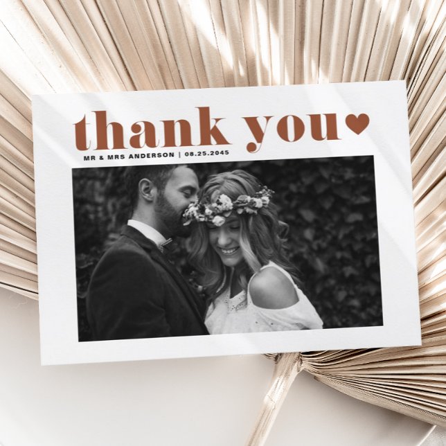 Terracotta Retro Typography Wedding Thank You Postcard (Creator Uploaded)