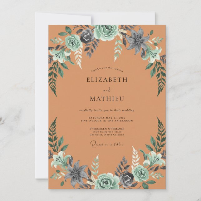Terracotta Rich Harvest Wedding Invitation (Front)