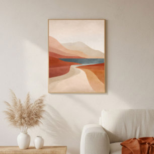 Terracotta River Abstract Wall Art for Living Room