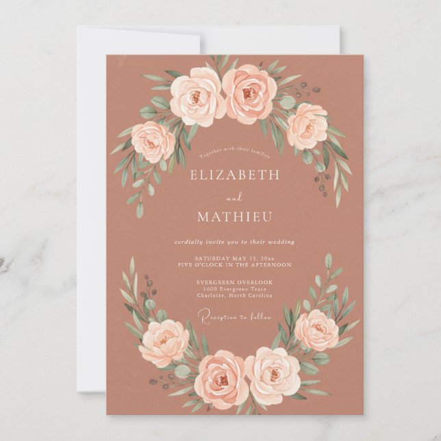 Terracotta Romantic Autumn Wedding Invitation (Front)