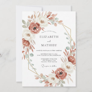 Terracotta Romantic Botanical Wedding Invitation