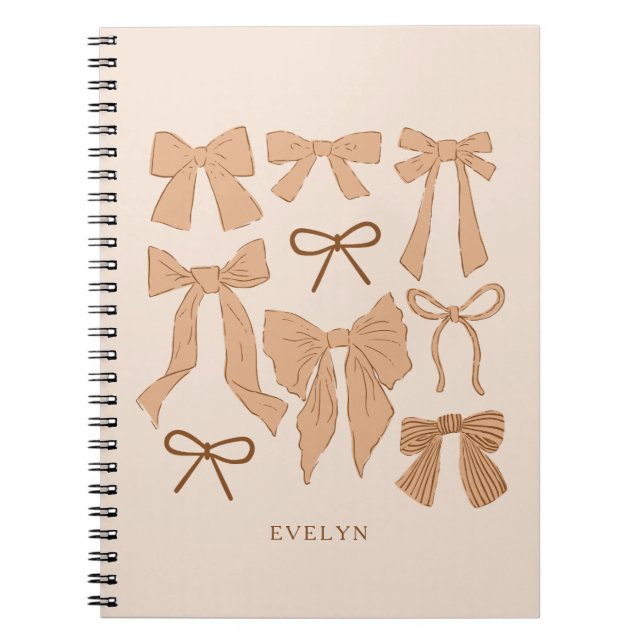 Terracotta Romantic Bows Notebook (Front)