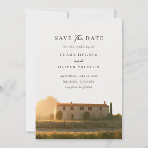 Terracotta Roof Stone Farmhouse Tuscan Wedding  Save The Date
