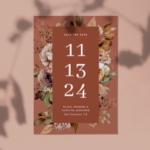 Terracotta Rose Clay Fall Spiced Rosewood Floral Save The Date