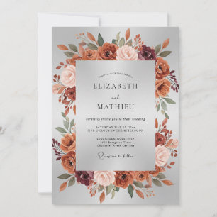 Terracotta Rose Flourish Wedding Invitation