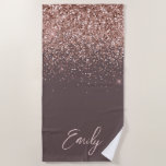 Terracotta Rose Gold Blush Pink Glitter Monogram Beach Towel<br><div class="desc">Terracotta and Rose Gold and Blush Pink Sparkle Glitter Brushed Metal Monogram Name Beach Towel. This makes the perfect sweet 16 birthday,  wedding,  bridal shower,  anniversary,  baby shower or bachelorette party gift for someone that loves glam luxury and chic styles.</div>
