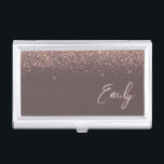 Terracotta Rose Gold Blush Pink Glitter Monogram Business Card Holder<br><div class="desc">Terracotta and Rose Gold - Blush Pink Sparkle Glitter Script Monogram Name Business Card Holder. This makes the perfect sweet 16 birthday,  wedding,  bridal shower,  anniversary,  baby shower or bachelorette party gift for someone that loves glam luxury and chic styles.</div>