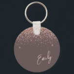 Terracotta Rose Gold Blush Pink Glitter Monogram Key Ring<br><div class="desc">Terracotta and Rose Gold - Blush Pink Sparkle Glitter Script Monogram Name Keychains (Key Chain). This makes the perfect sweet 16 birthday,  wedding,  bridal shower,  anniversary,  baby shower or bachelorette party gift for someone that loves glam luxury and chic styles.</div>