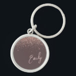 Terracotta Rose Gold Blush Pink Glitter Monogram Key Ring<br><div class="desc">Terracotta and Rose Gold - Blush Pink Sparkle Glitter Script Monogram Name Keychains (Key Chain). This makes the perfect sweet 16 birthday,  wedding,  bridal shower,  anniversary,  baby shower or bachelorette party gift for someone that loves glam luxury and chic styles.</div>
