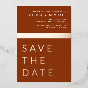 Terracotta Rose Gold Save the Date Elegant 