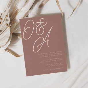 Terracotta Rose Gold Script Monogram Wedding