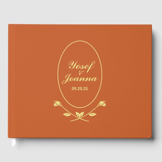 Terracotta Rose Wedding Guest Book (Front)