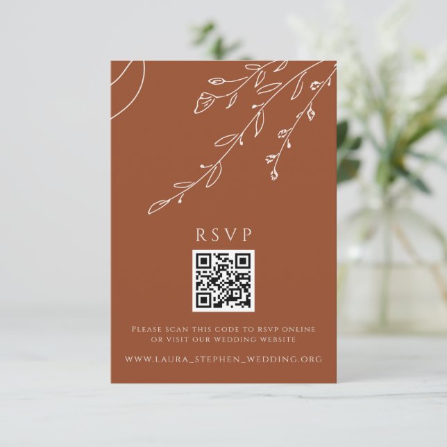 Terracotta RSVP Online QR Code Wedding Website Invitation (Standing Front)