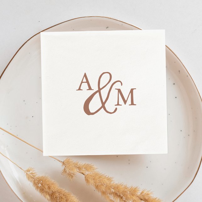 Terracotta Rust Ampersand Monogram Wedding Napkin (Creator Uploaded)