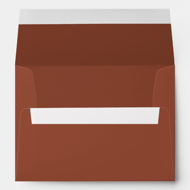 Terracotta Rust brown minimalist fall wedding Envelope (Back (Bottom))