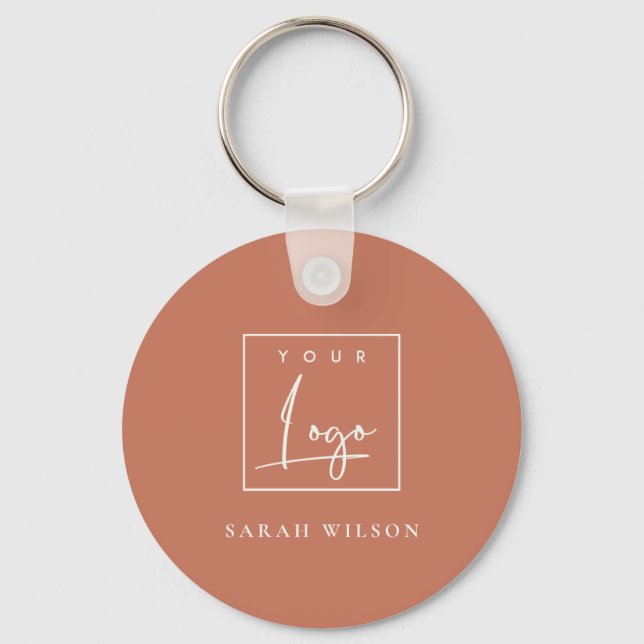 Terracotta Rust Custom Promotional Business Logo Key Ring (Front)