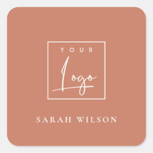 Terracotta Rust Custom Promotional Business Logo Square Sticker