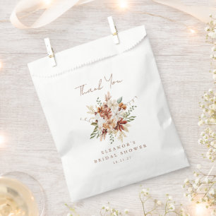 Terracotta Rust Floral Boho Bridal Shower Thanks Favour Bags