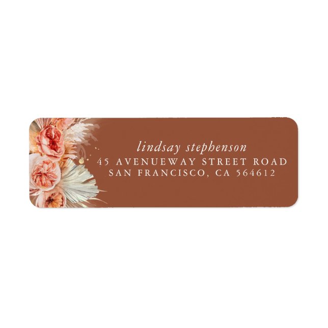 Terracotta Rust Floral Pampas Grass Fall Party (Front)