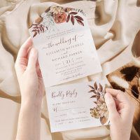 Terracotta Rust Flowers Boho Fall Foliage Wedding