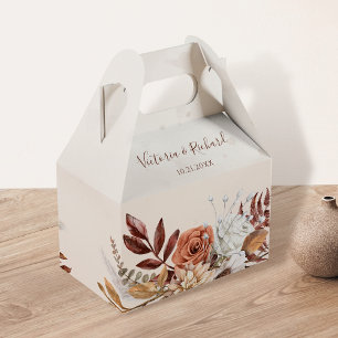 Terracotta Rust Flowers Boho Fall Foliage Wedding Favour Box