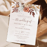 Terracotta Rust Flowers Boho Fall Foliage Wedding Invitation<br><div class="desc">Modern bohemian style wedding invitations featuring watercolor flowers and fall leaves in earthy tones like rust brown,  burnt orange and terracotta. Perfect choice for autumn weddings.</div>