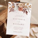 Terracotta Rust Flowers Boho Fall Foliage Wedding Save The Date<br><div class="desc">Modern bohemian style Save the date cards featuring watercolor flowers and fall leaves in earthy tones like rust brown,  burnt orange and terracotta. Perfect choice for autumn weddings.</div>