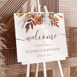 Terracotta Rust Flowers Boho Fall Wedding Welcome Poster<br><div class="desc">Modern bohemian style wedding welcome sign featuring watercolor flowers and fall leaves in earthy tones like rust brown,  burnt orange and terracotta. Perfect choice for autumn weddings.</div>