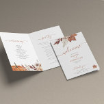 Terracotta rust leaves autumn fall wedding programme<br><div class="desc">Modern rustic watercolor botanical flowers,  pumpkin,  foliage,  and dried leaves making a chic autumn fall elegant custom wedding program template with a trendy handwriting calligraphy script and earthy terracotta beige colour palette.                  Easy to personalise it with your details on front and indise!</div>
