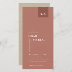 TERRACOTTA RUST MONOGRAM SAVE THE DATE INVITE