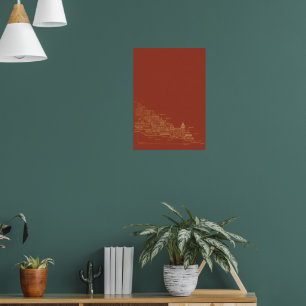 Terracotta Rust Mountain Landscape Minimalist Art Poster