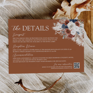 Terracotta Rust Navy Boho Wedding Enclosure Card