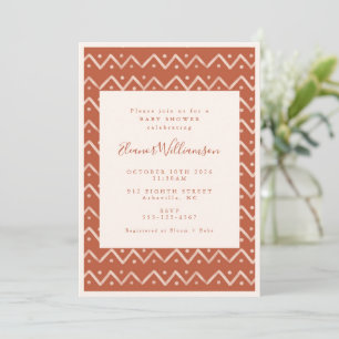 Terracotta Rust Neutral Modern Baby Shower Party Invitation