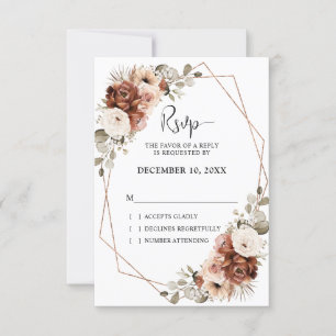 Terracotta Rust Pampas Grass Rustic Boho Wedding RSVP Card