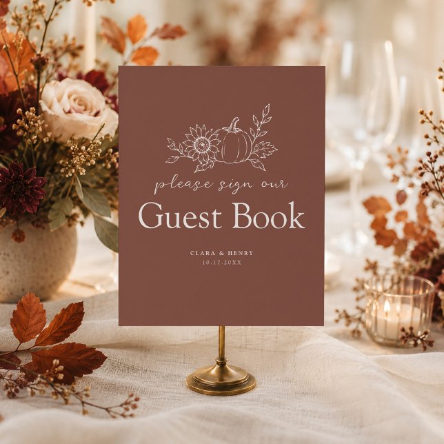 Terracotta Rust Pumpkin Wedding Guest Book Sign (Creator Uploaded)