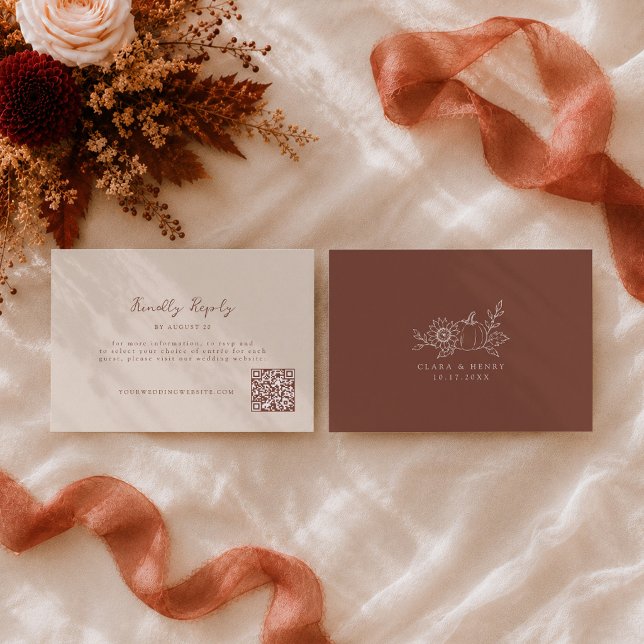 Terracotta Rust Pumpkin Wedding Online RSVP Enclosure Card (Creator Uploaded)