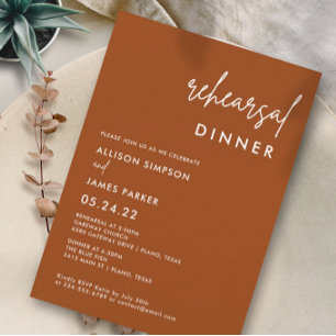 Terracotta Rust Rehearsal Dinner Invitation