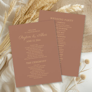 Terracotta Rust Wedding Program Bridal Party Programme
